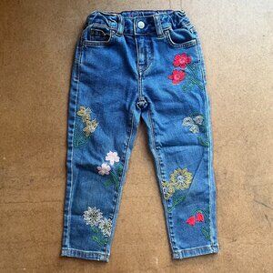 Mini Boden Embroidered Floral Jeans Girls Size 4Y